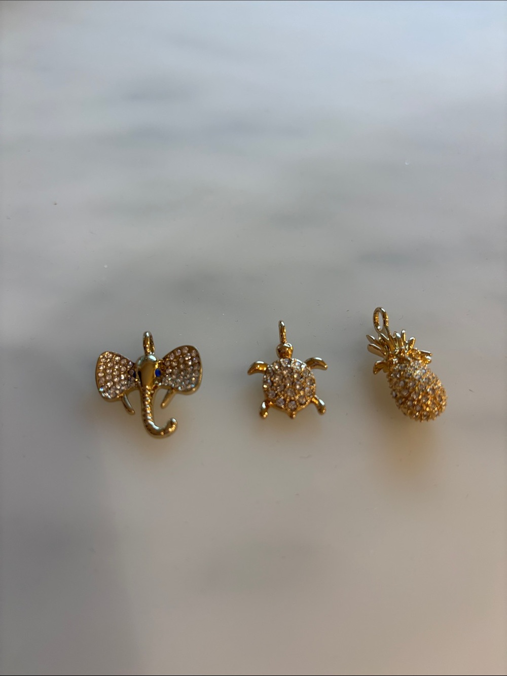 Lilly Pulitzer Gold and crystal charms set of three